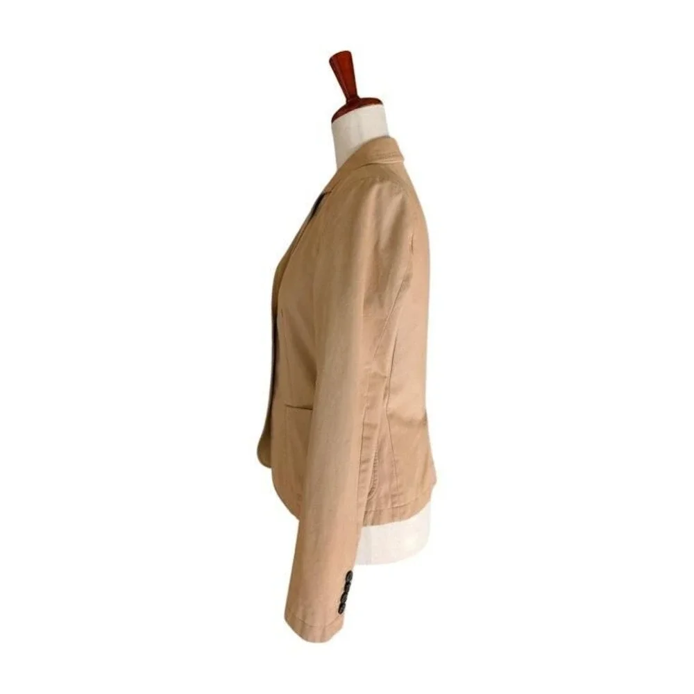J. Crew Tan Cotton Blazer Jacket Womens Size Small Button Front Corduroy Collar‎